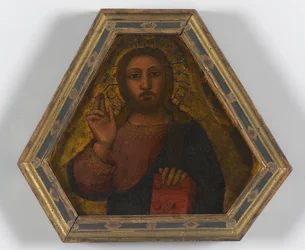 Christ Blessing (tempera & bearbetat guld på panel)
